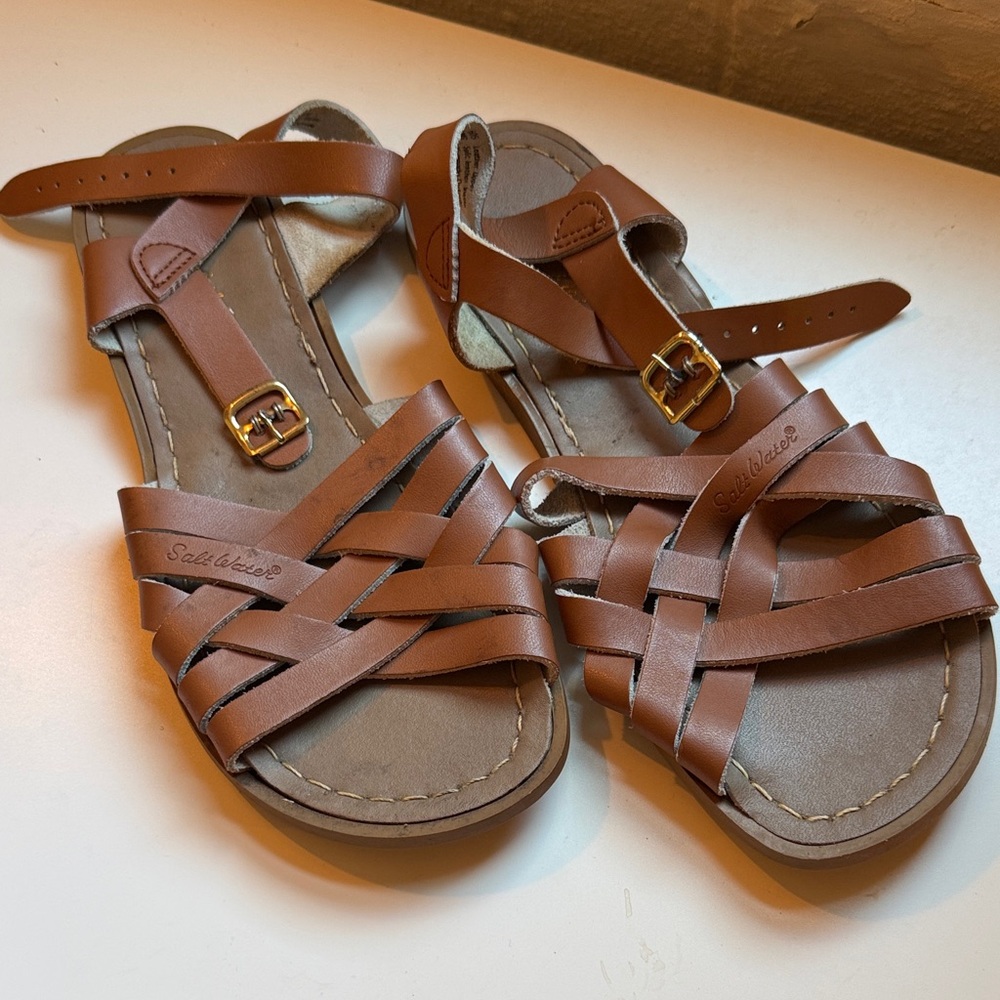 Saltwater Brown Leather Sandals